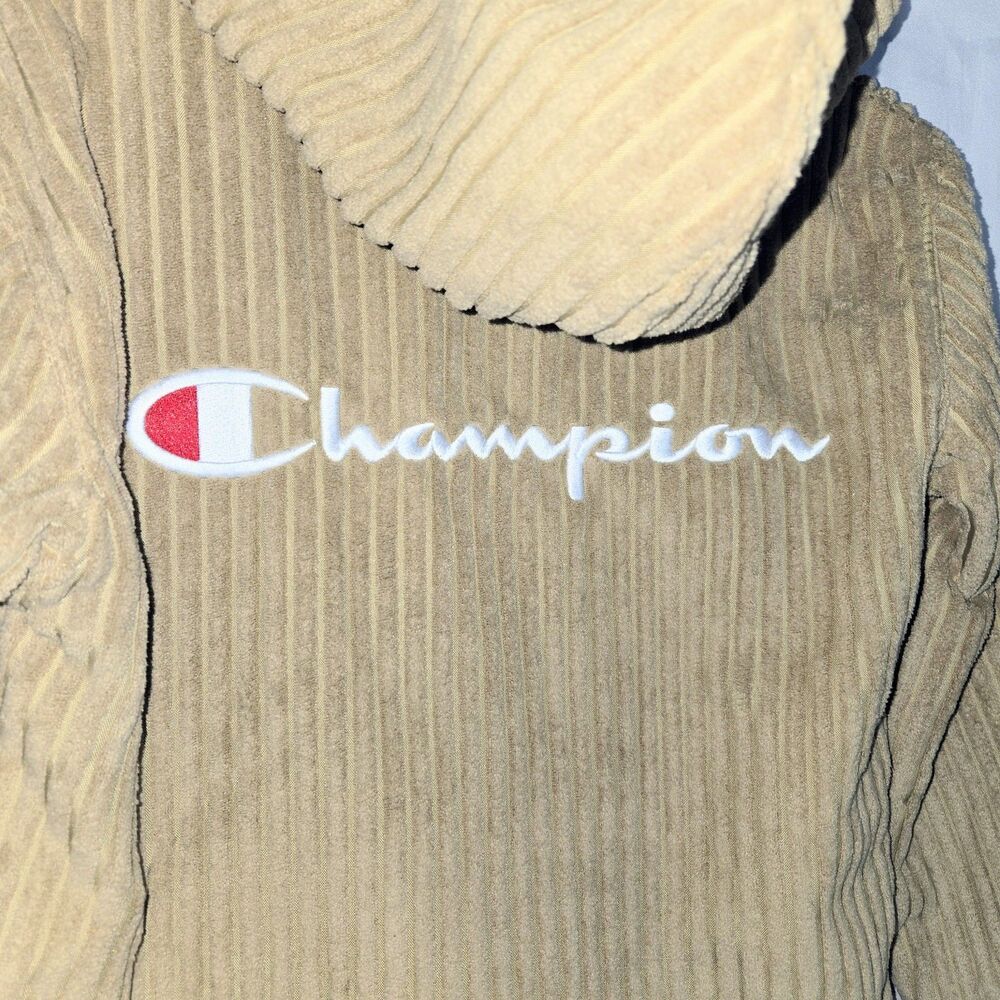 CHAMPION Hoodie Corduroy High Pile Fleece 1/4 Zip Tan Teen Large 14/16 NEW NWT - Picture 6 of 11